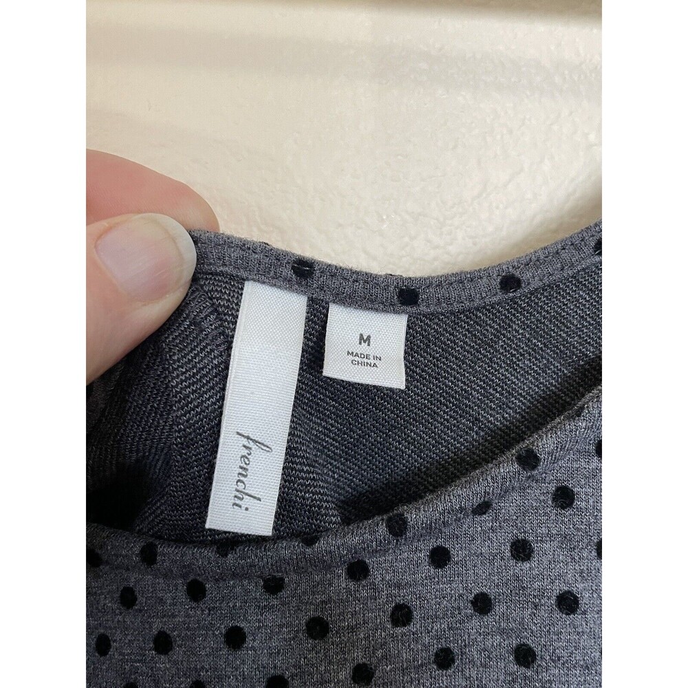 Frenchi Polka Dot Grey 3/4 Sleeve Dress Size Medium BNWT - Picture 4 of 5